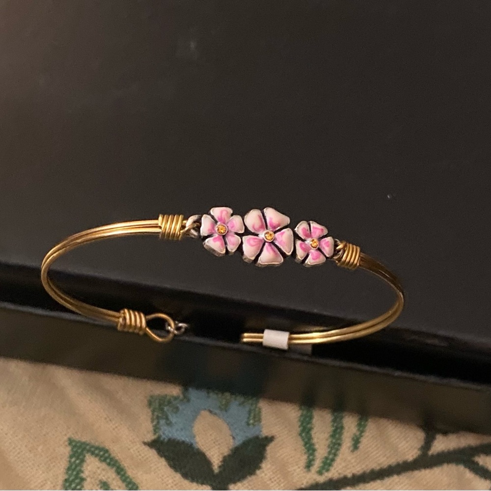 Luca + Danni Gold Bracelet with Pink Floral Design